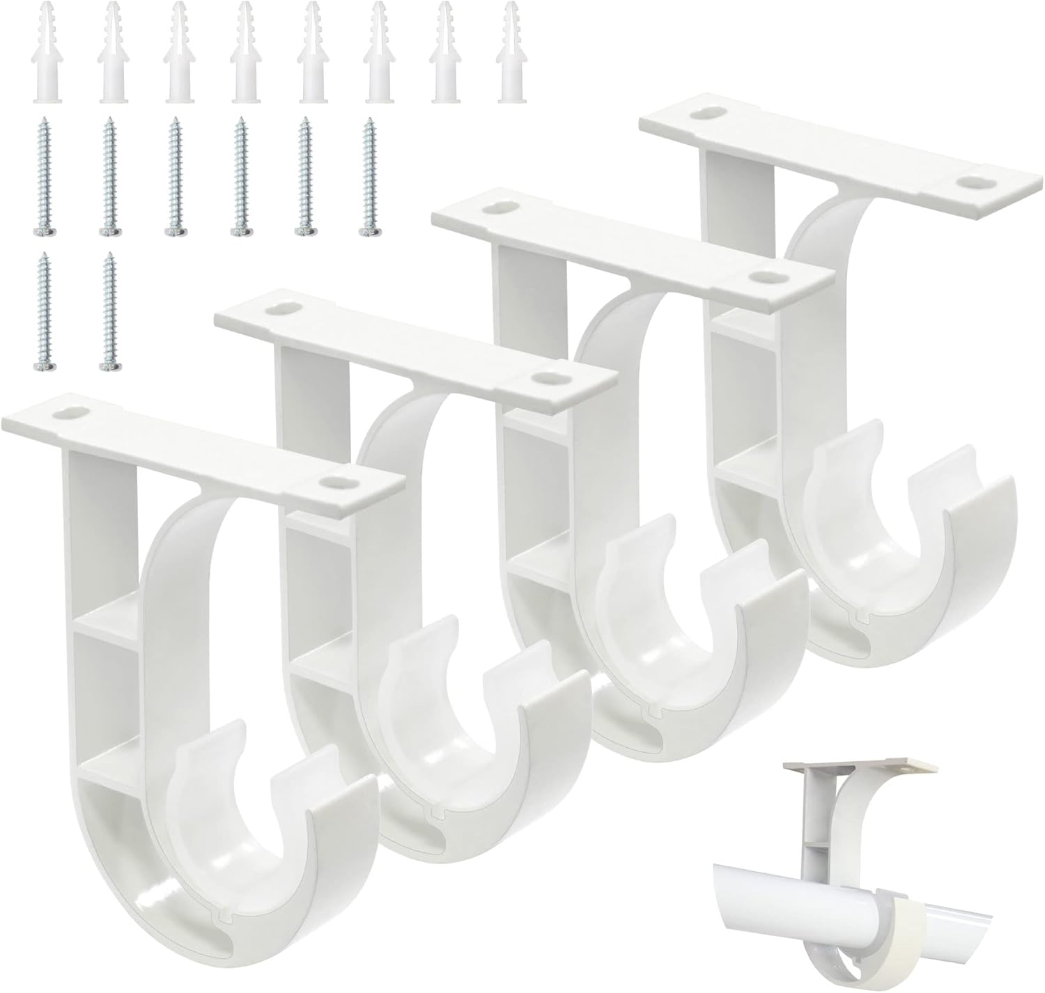White Curtain Rod Brackets Wall Mount Holder Rods Single