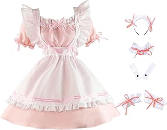 メイドエプロン ショート　5点セット Amazon｜JAnjiaLxY メイドエプロン フリル メイド コスプレ