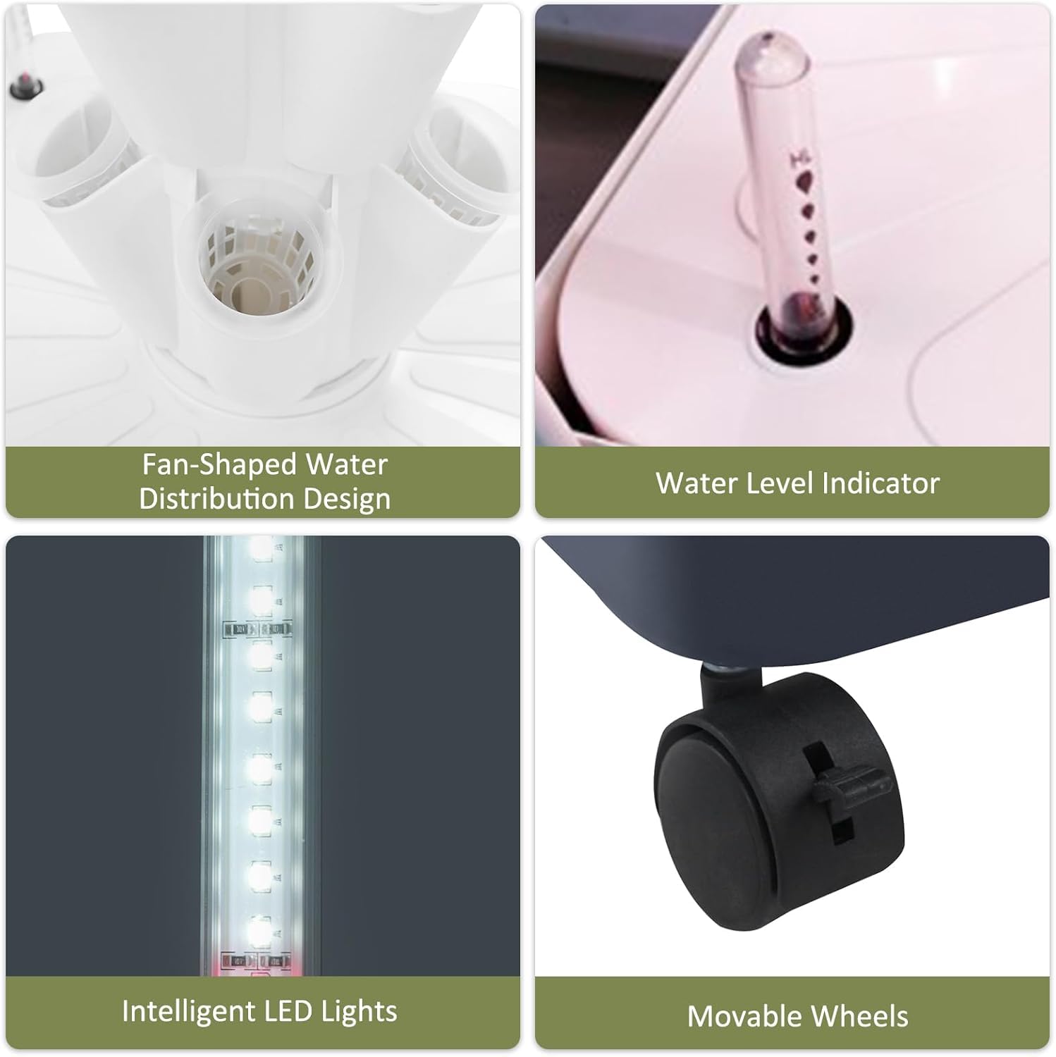 Sistema di Coltivazione Idroponica A 40 Fori con Luci LED, Kit per Orto di Erbe Aromatiche da Interno per Pomodori, Peperoni, Cetrioli - Pianta 40 Semi, Torre Idroponica Intelligente, Bianca
