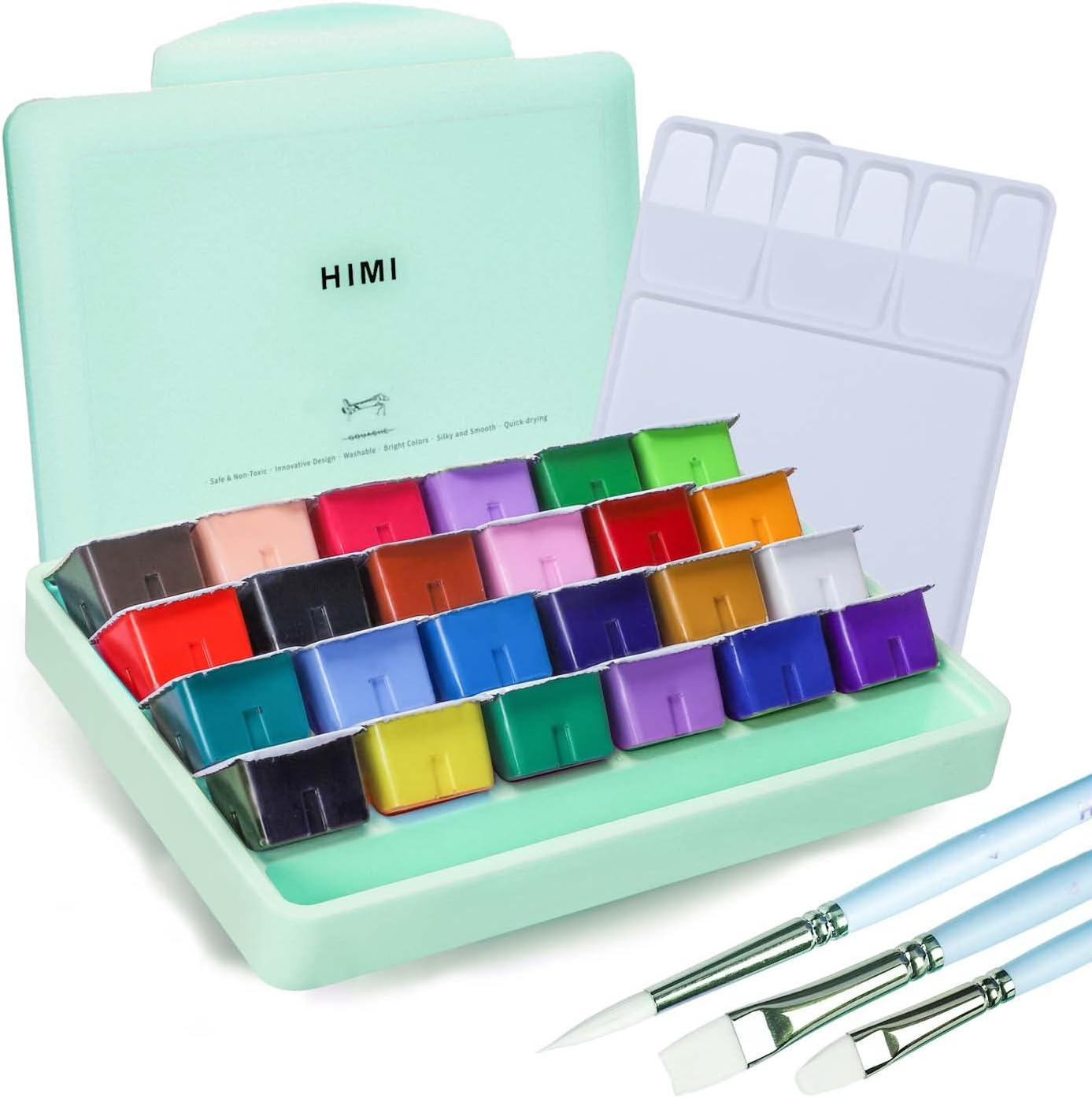 THOOVI HIMI Gouache Paint Set, 56 Colours, 30 ml Jelly cups, with