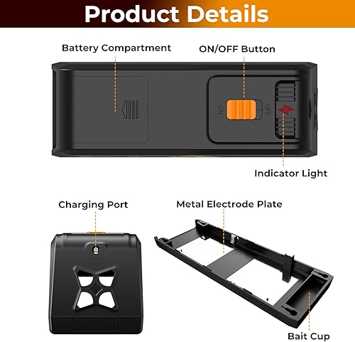 Miniatura 5 de X-PEST Trampa electrónica para ratas, paquete de 1  Trampa eléctrica para ratas grandes para uso en interiores, trampa reutilizable para roedores,