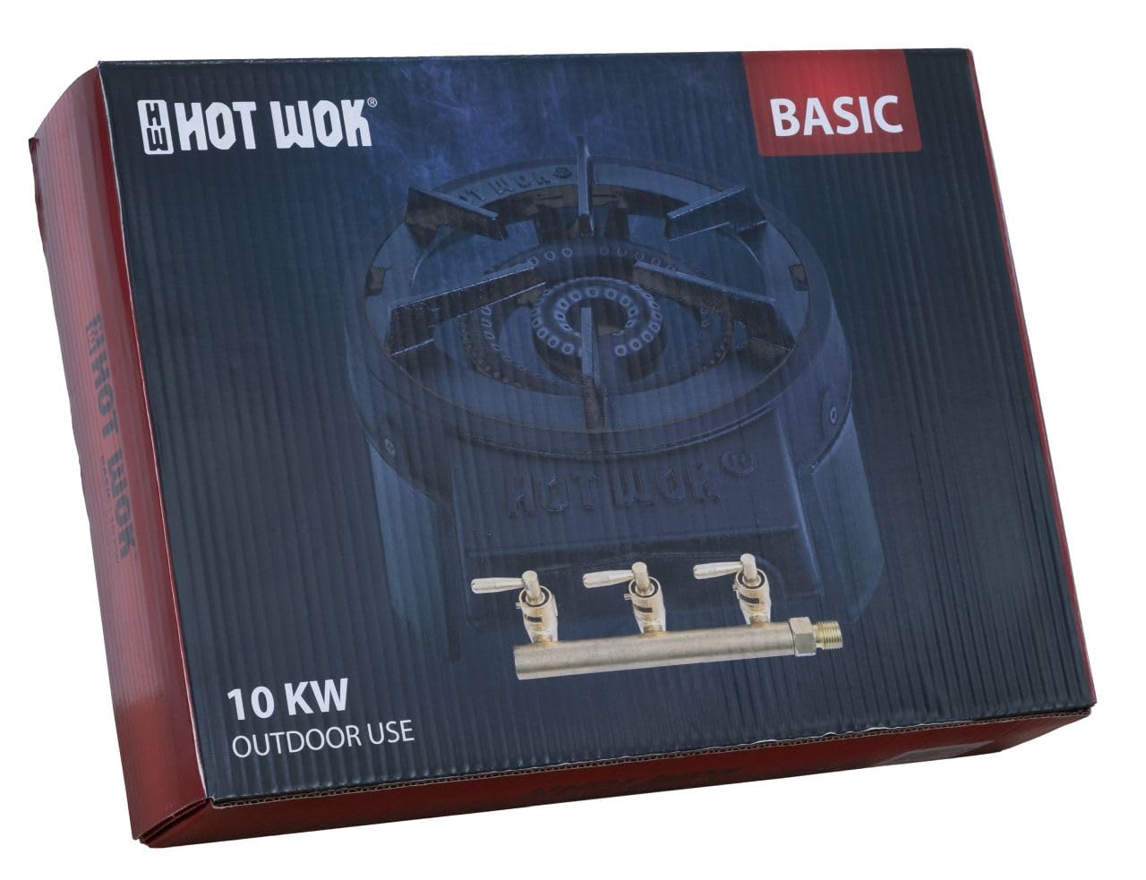 Hot Wok 10 kW Profi-Gasbrenner (Basic) - starker Gusseisen-Gaskocher mit flachem Brennerring | kompakt & transportfreundlich
