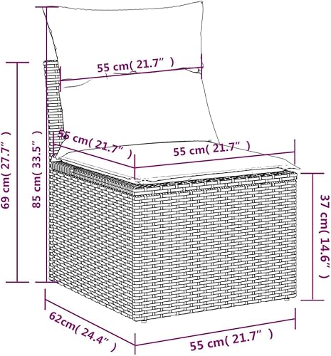 Miniatura 9 de 9-Piece Garden Sofa Set in Black and Cream White with Modular Design and Weather-Resistant Materials for Outdoor Relaxation and Patio Seating