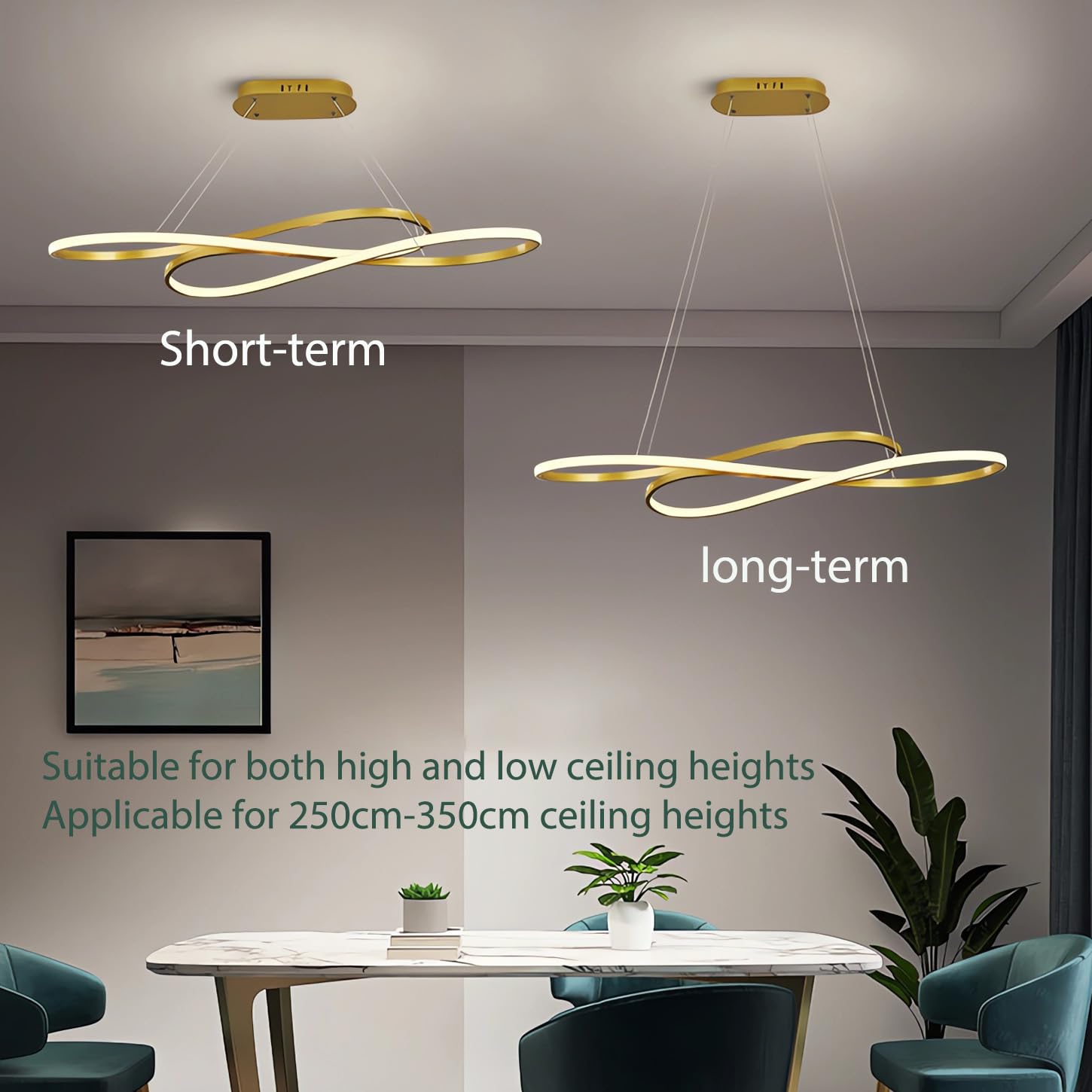 Nowoczesne oświetlenie wiszące Ściemnialna lampa wisząca LED na wyspę kuchenną z pilotem zdalnego sterowania Liniowe oświetlenie wiszące stołu jadalnego z regulacją wysokości (czarna emalia wypalana)