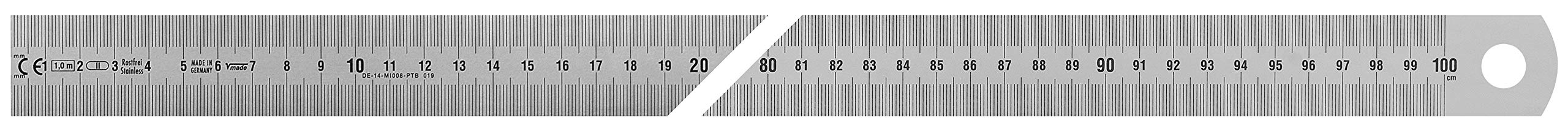 Vogel Germany stalen meetlint (type A, meetlengte 2000 mm, doorsnede 30 mm x 1,0 mm, roestvrij veerbandstaal, aflezing links naar rechts) 1018010200