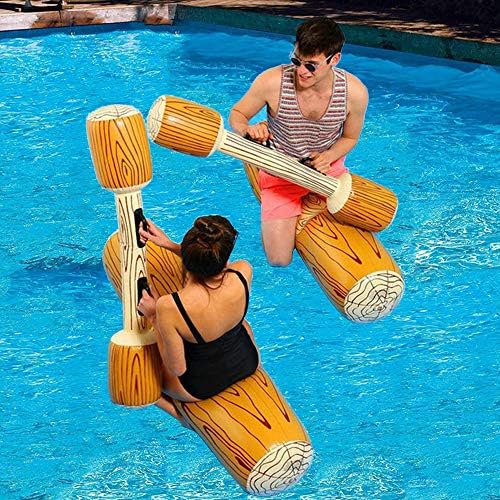 FUDOSAN Inflatable Pool Floats 4 Pcs Pool Fighting Battle Log Rafts Row Toys for 2 Players Adults Children Summer Pool Party Floating Toys Swimming Pool Water Games