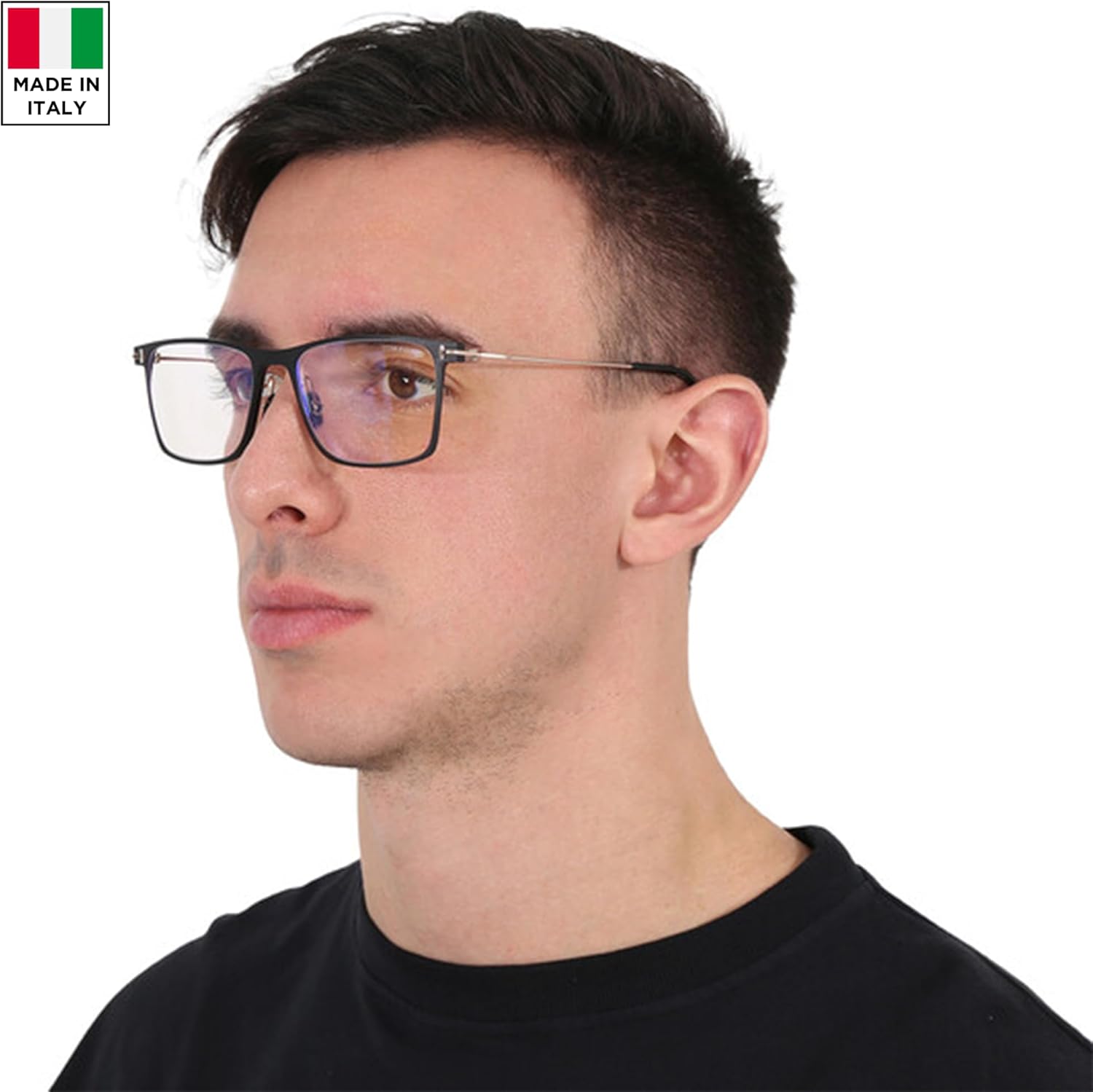 Tom Ford FT5865-B Square Shape Eyeglass Frame + Bundle With eSHADES Eyewear Cleaning Kit - Image 7