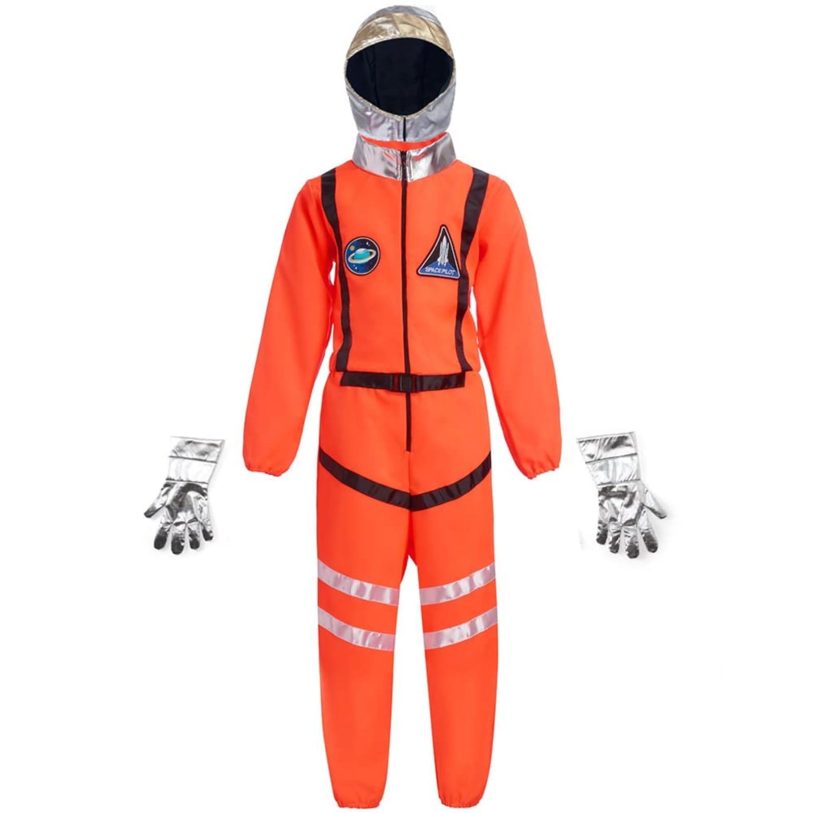 maxToonrain Kids Astronaut Costume Boys and Girls Orange Space Costume Spaceman Role Play Halloween Costume with Astronaut Helmet and Gloves (XX-Large)
