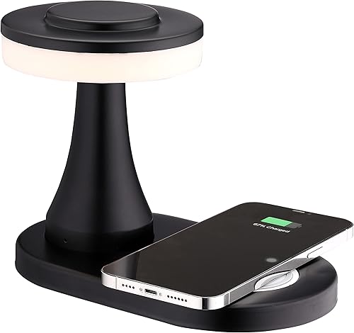 Miniatura 8 de OBright - Lámpara de mesa LED portátil con almohadilla de carga inalámbrica lámpara de noche regulable y recargable luz ambiental para patio