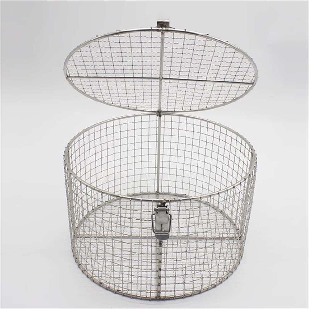 Bandeja de Autoclave médica de Acero Inoxidable 304, cestas de esterilización de Instrumentos Redondos con Tapa y pestillo, Bandeja de esterilización de cestas Perforadas,25 * 25cm