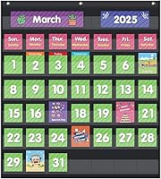 Vista 1 de EAMAY - Calendario mensual de bolsillo para aula con 71 tarjetas para el aprendizaje de niños para el hogar, suministros para la educación en casa