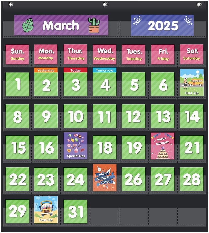 EAMAY Monthly Calendar Pocket Chart