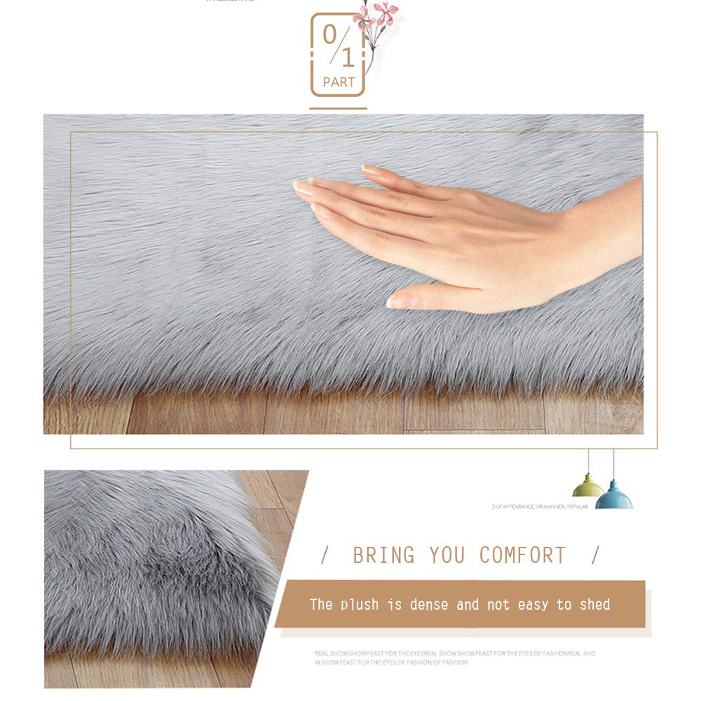 GueTTO Tappeto in finta pelliccia di agnello, a pelo lungo, finta pelliccia di agnello, tappeto per letto e divano, F, 70 x 120 cm