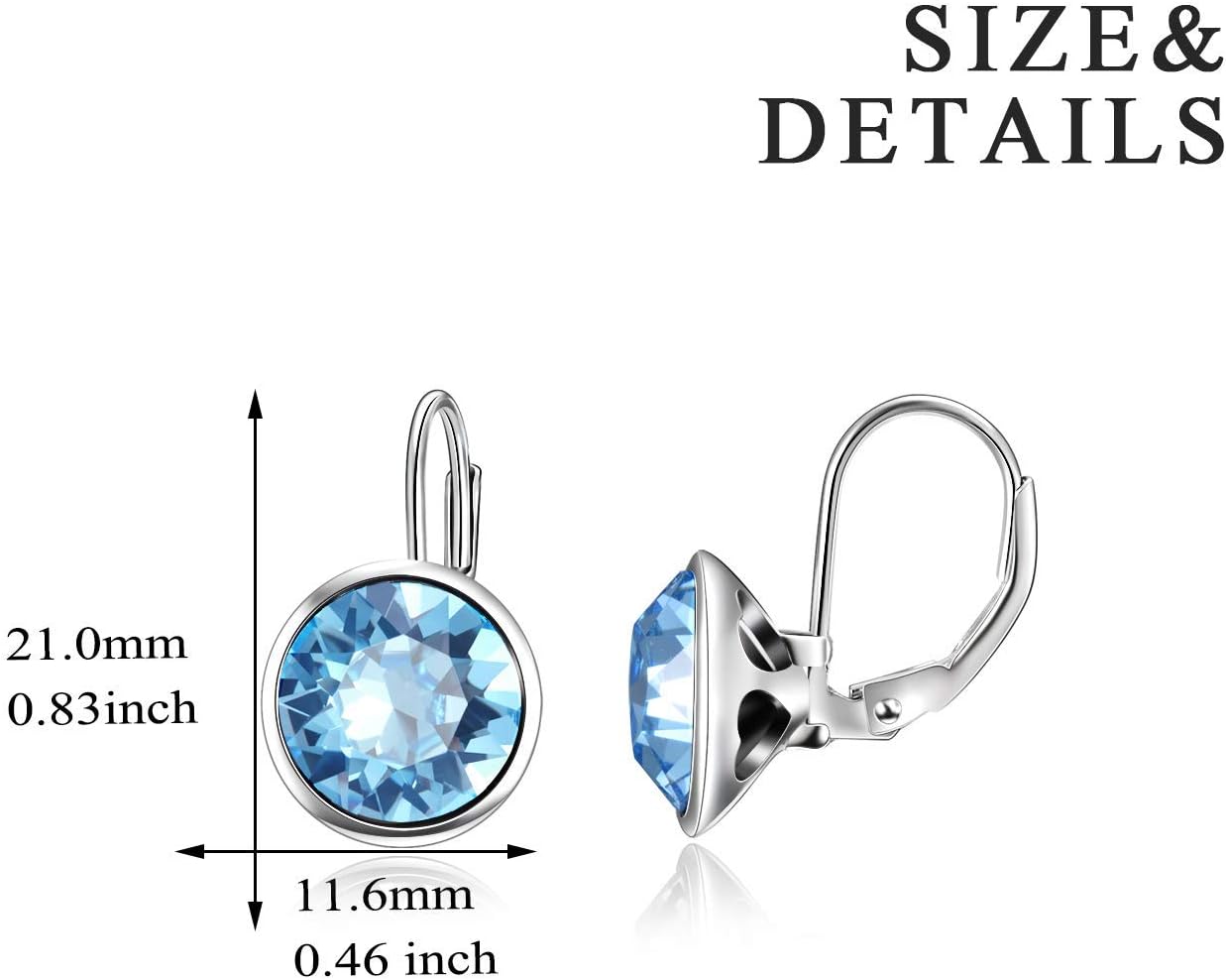 AOBOCO Sterling Silver Bella Earrings Embellished with Crystals from Austria, Hypoallergenic Pierced Leverback Cushion Cut Earrings, Fine Jewelry Gifts for Women - Image 5