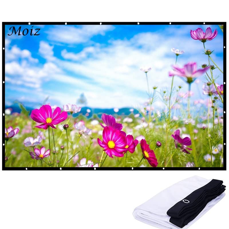 [Upgraded] MOIZ 100 INCH D Eyelet Screen Projector Screen (Width 213.36 cm x 152.4 cm Height) 7.25FTX 5FT Ratio-4:3
