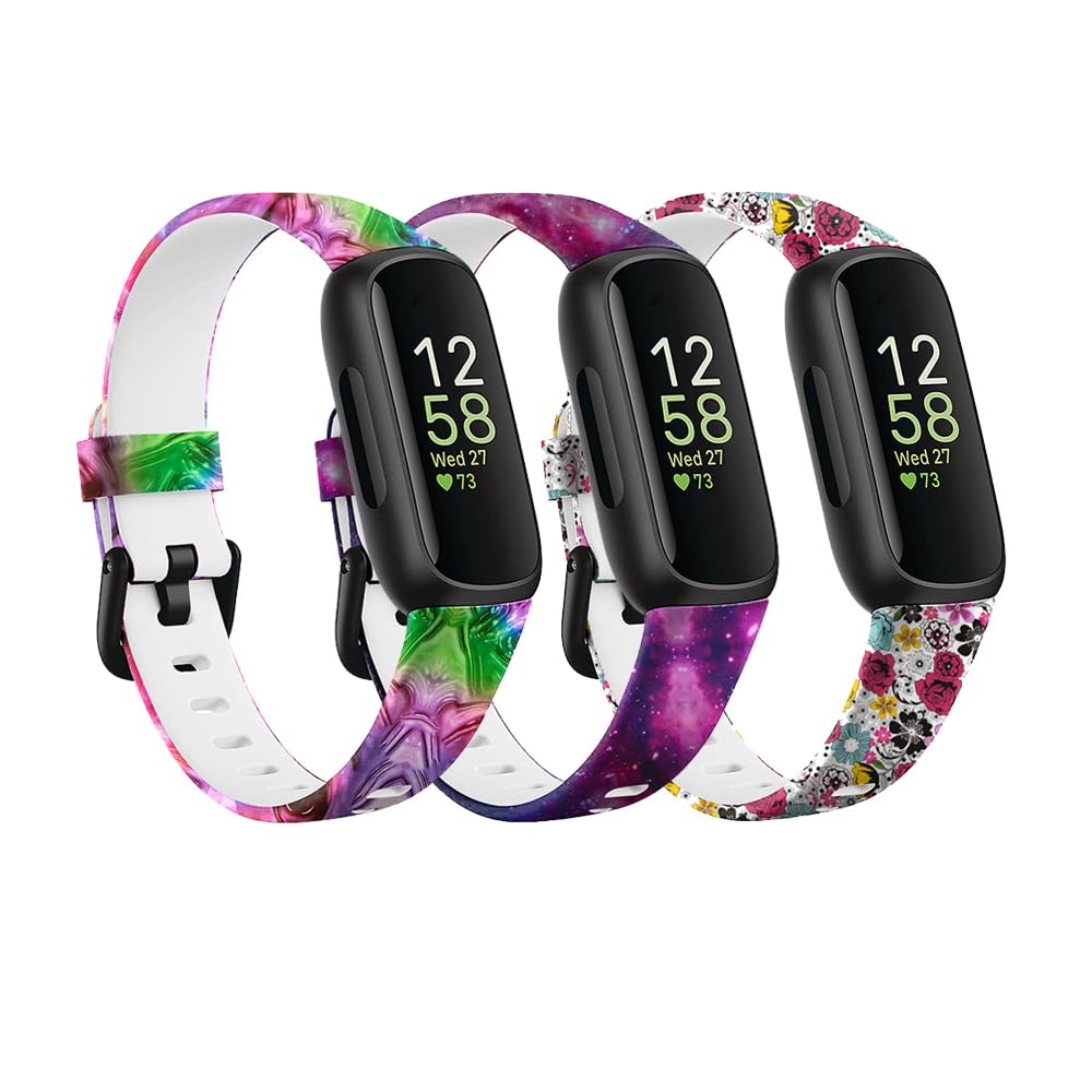 Tyeyober 3 Pack Compatible With Inspire 3 Smart Watch Bands For Women Men, Silicone Wristband Replacement Pattern Straps For Inspire 3 Fitness Tracker Inspire3 Bracelet — image 1