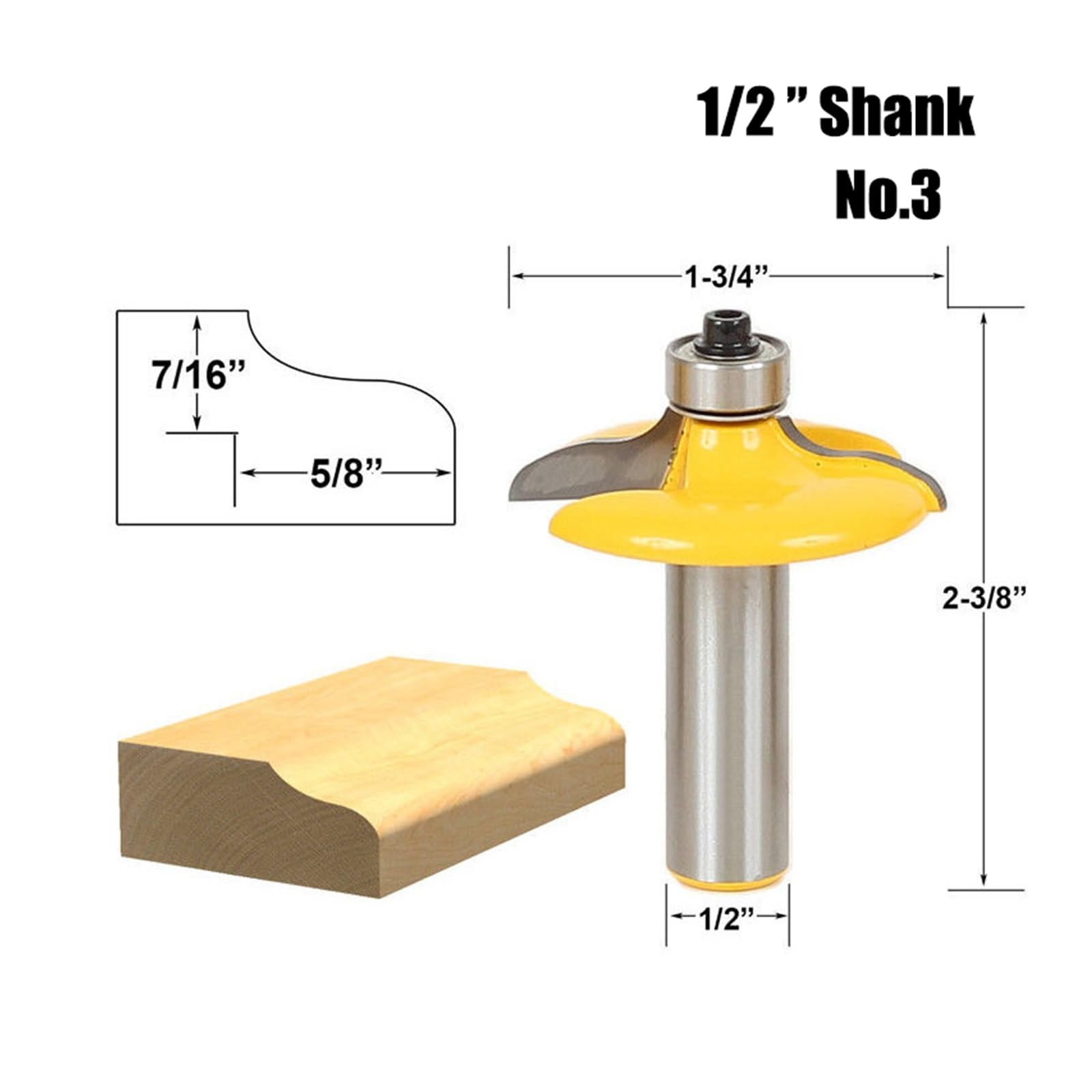 4 szt. 12mm 1/2 "Shank szuflada frez czołowy zaokrąglony i frezowanie krawędzi frez zestaw C3 z końcówką węglikową do obróbki drewna(12.7mm shank)