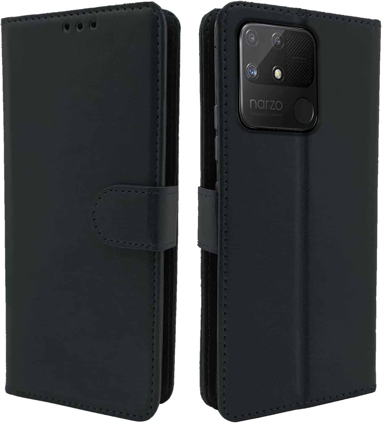 Pikkme Realme Narzo 50A Flip Case Leather Finish Inside TPU with Card