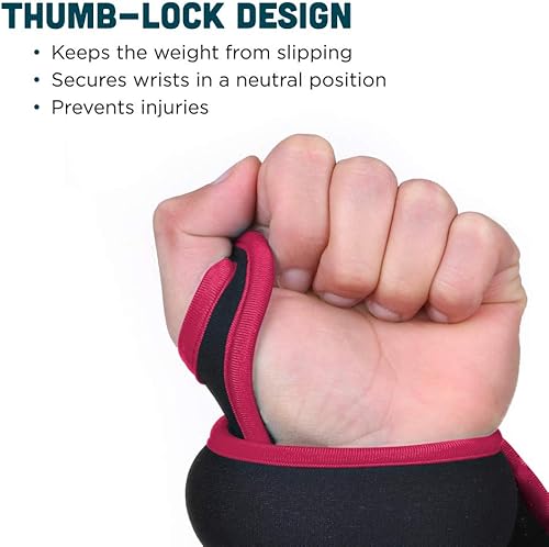 Miniatura 2 de Comfecto Wrist Weights with Thumb Loops Lock, 1lb*2 2lbs*2 for Running, Strength Training, Walking, Exercises, Gym, Cardio, Men, Women