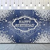CSFOTO 5x3ft Happy Birthday Backdrop for Girls 16th Denim and Diamonds Birthday Party Background for Photography Adults Girls Photo Wallpaper