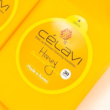 Celavi Korean Makeup Remover Wipes, Honey, 60 Ct 2-Pack for Face
