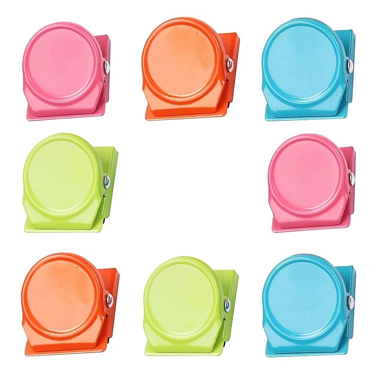 oddpod™ 8 PCS Magnetic Metal Clip & Multi-Functional Hinge Clips for Message Memo Paper Holder/Multi-Colored Binders for Home Office School Supplies - Assorted Colours (2 Packs)