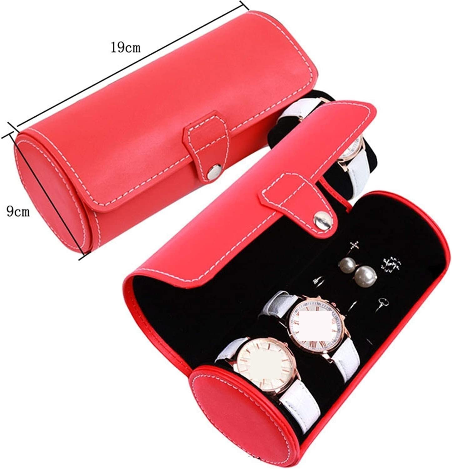 Scatola Orologi Organizzatore di Visualizzazione Del'orologio Supporto per Orologio da Polso con Scatola per in Pelle PU Elegante Portaorologi(Rot)
