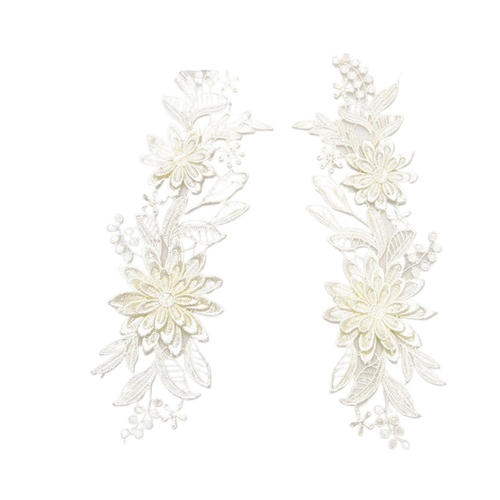Appliques de dentelle brodées 3D champagne pour créations romantiques