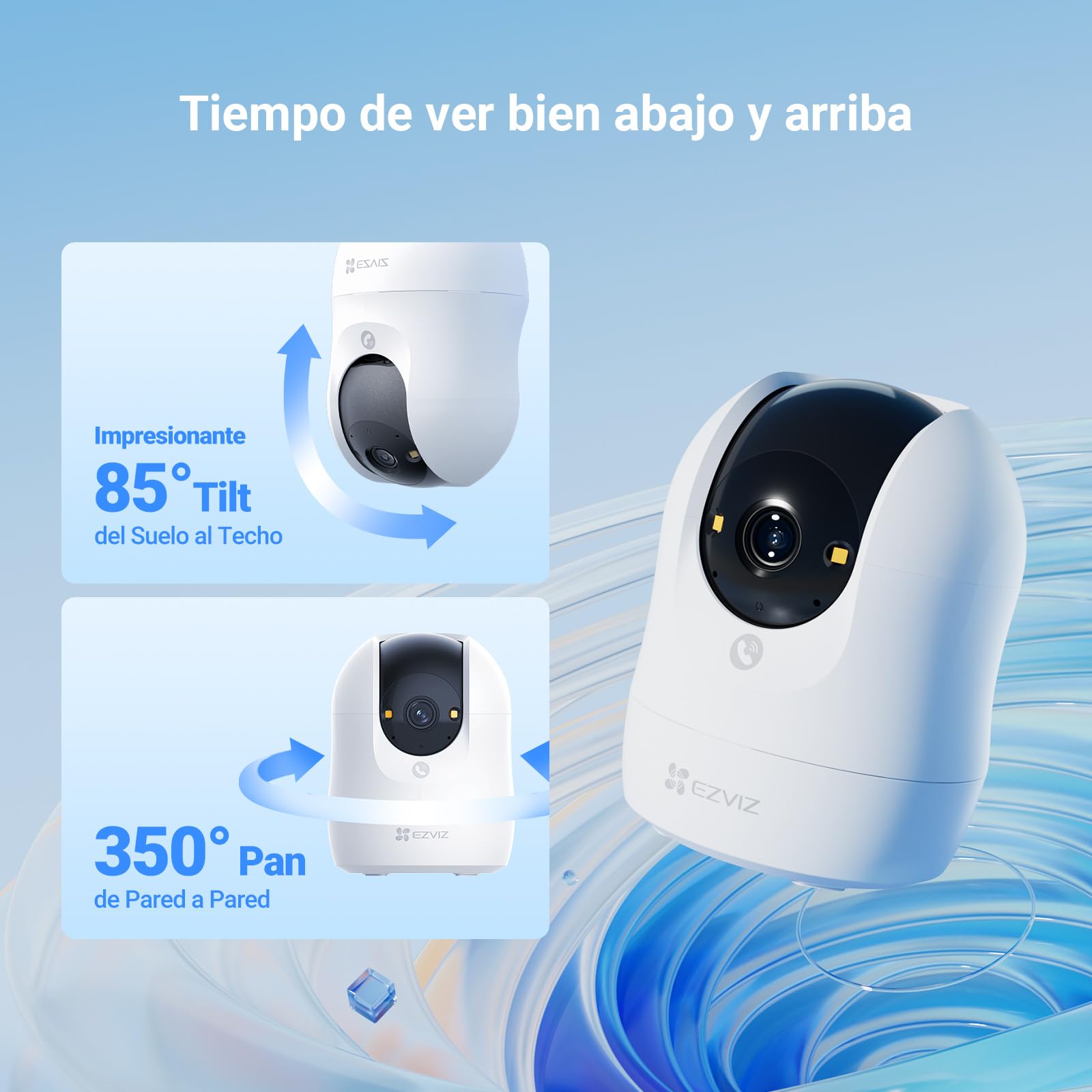 EZVIZ 4K Cámara Vigilancia WiFi Interior 360°, Cámara IP Deteccion de Personas/Mascotas/Ruido, Seguimiento con Zoom Automático, Visión Nocturna en Color, Audio Bidireccional, Wi-Fi 2.4/5GHz, C6N G1