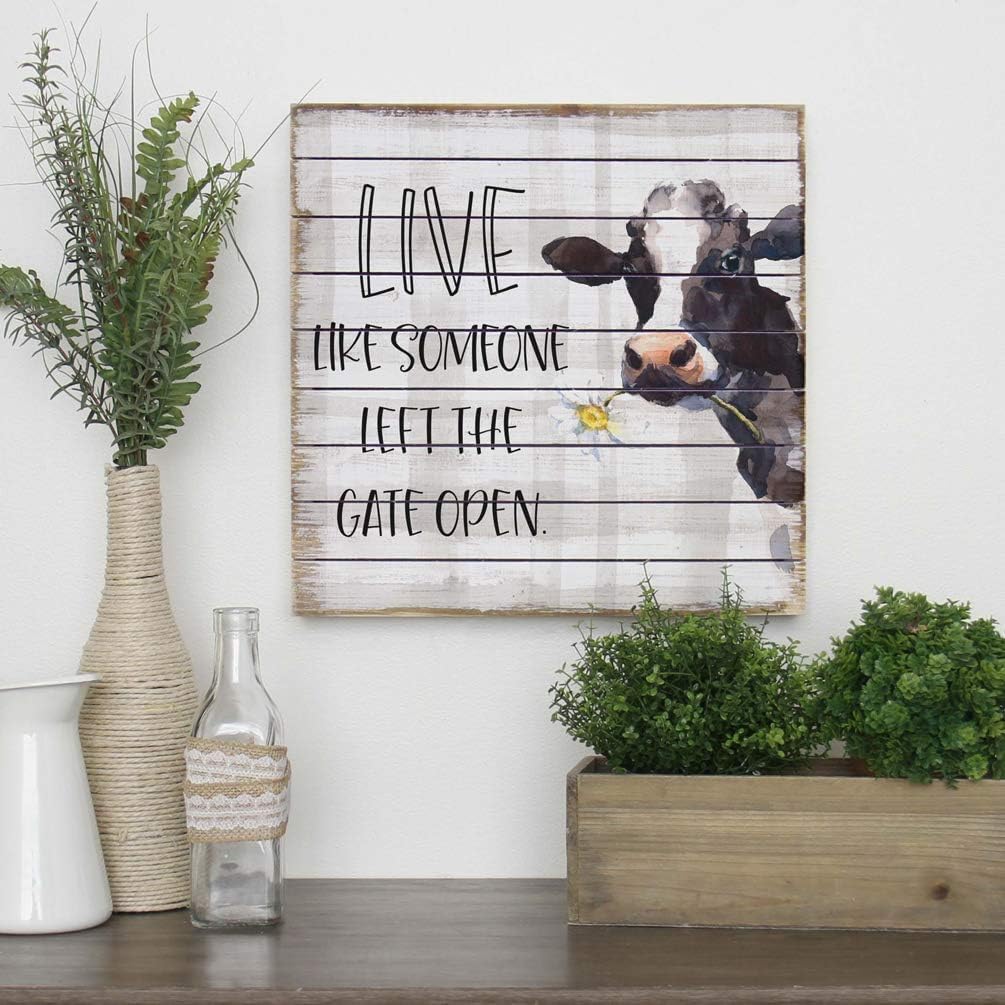 Simply Said Cartello In Legno Perfect Pallets 35,6 Cm – Scritta 'Live Like Someone Left The Gate Open', Rustico Shabby Chic