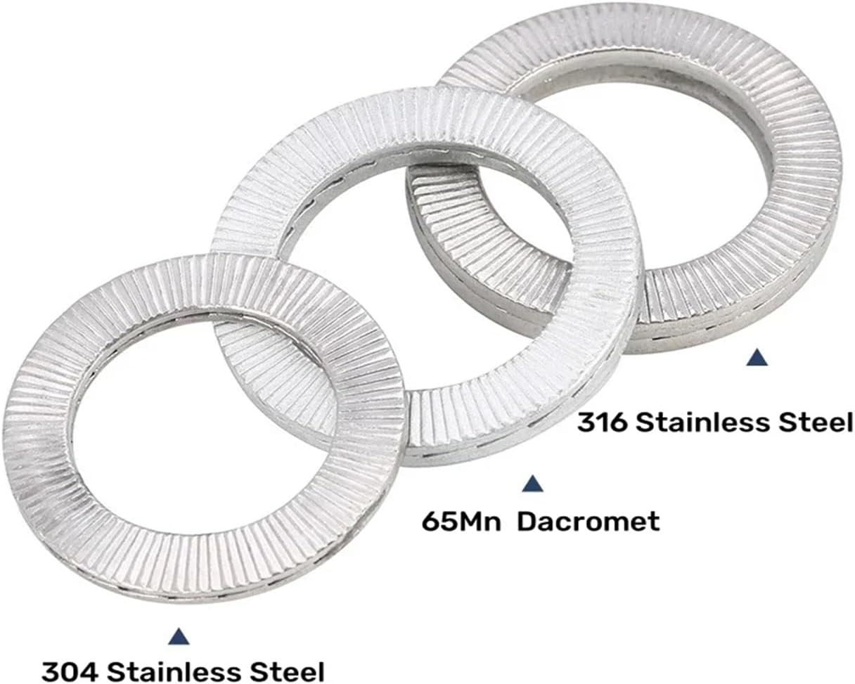 Washer Stainless Steel Dacromet M3M4M5M6~M42 DIN25201 Double Fold Self-Lock Washer Anti-Loosening Shockproof Lock Gasket Spacer(304 Stainless Steel,M42-1pcs)