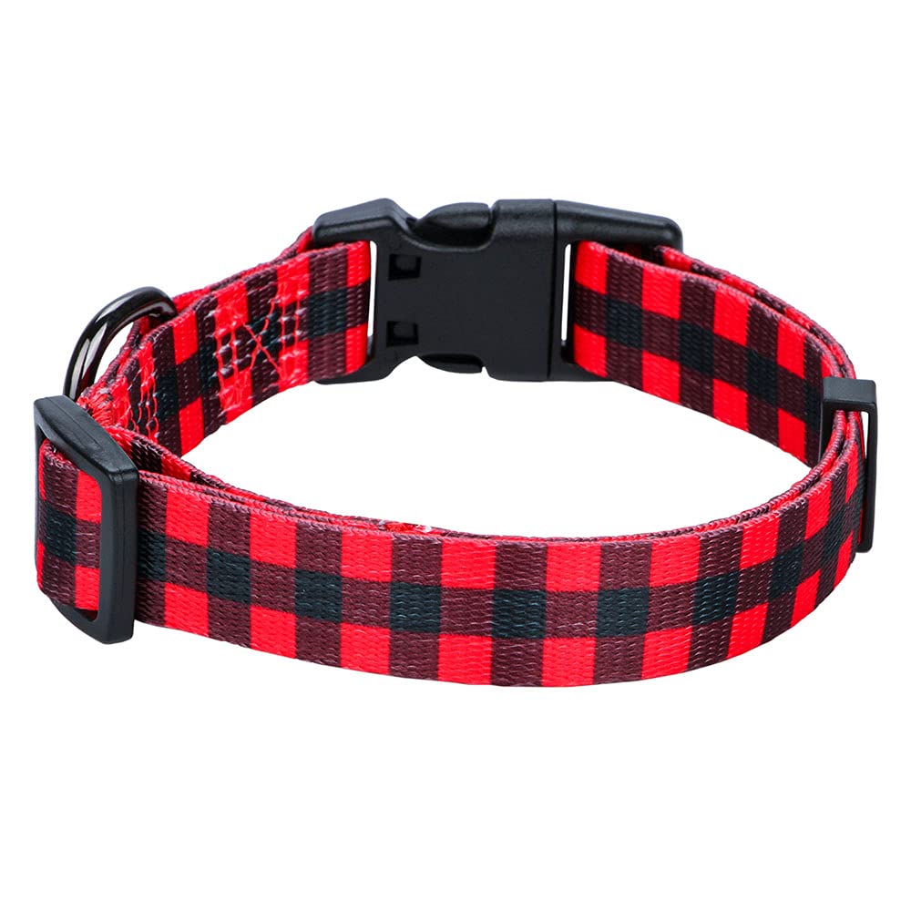 Rhea Rose Red Black Checkered Dog Collar Small Size, G_Red Plaid - Image 2