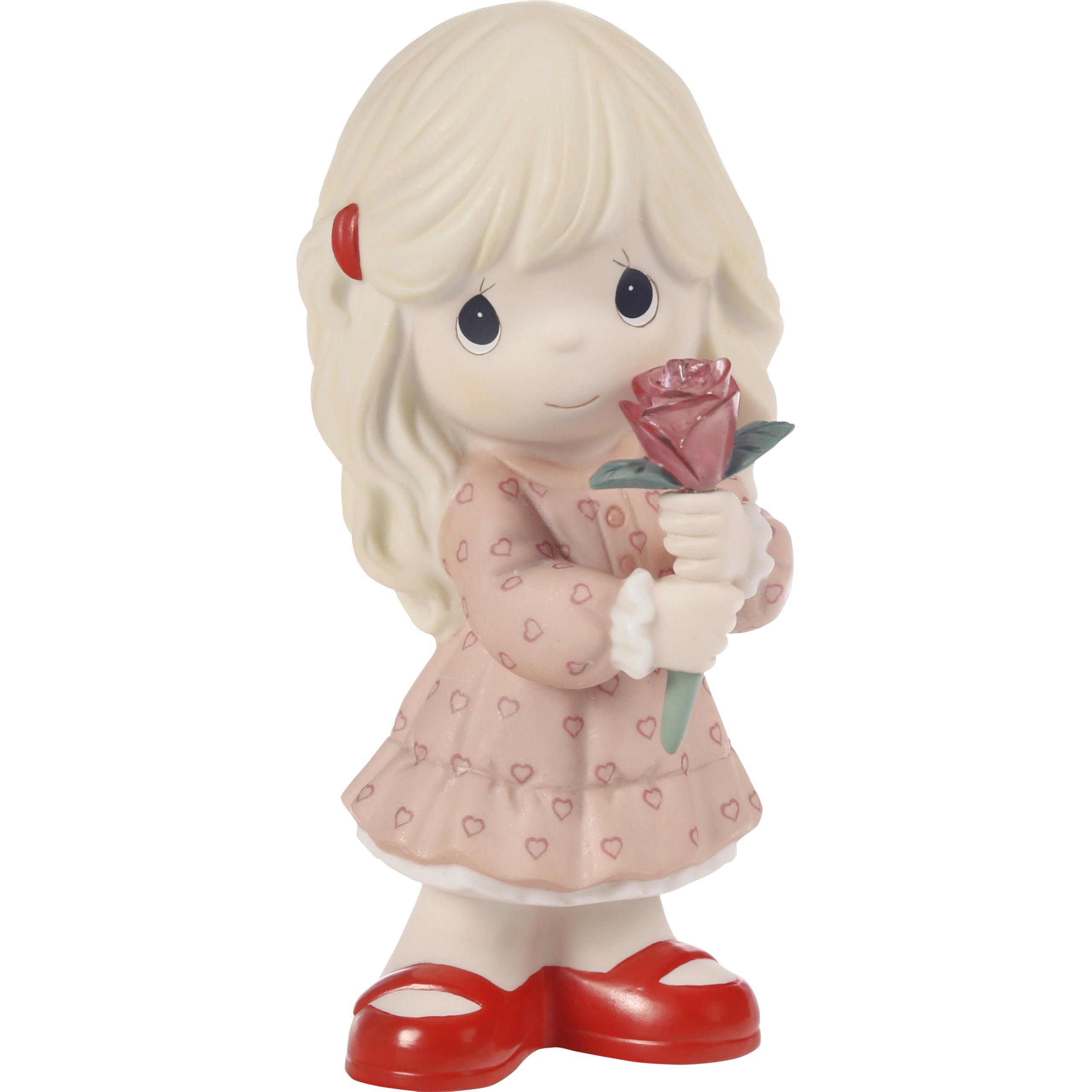 Precious Moments Girls Pink I’ll Always Pick You Figurine | Bisque Porcelain Figurine | Gift For Valentine's Day | Gift For Mom, Wife