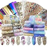 100 Sheets Nail Foil Transfer Sticker Kit, Bagvhandbagro Nail Art Decals Nail Foil Tips Starry Sky L