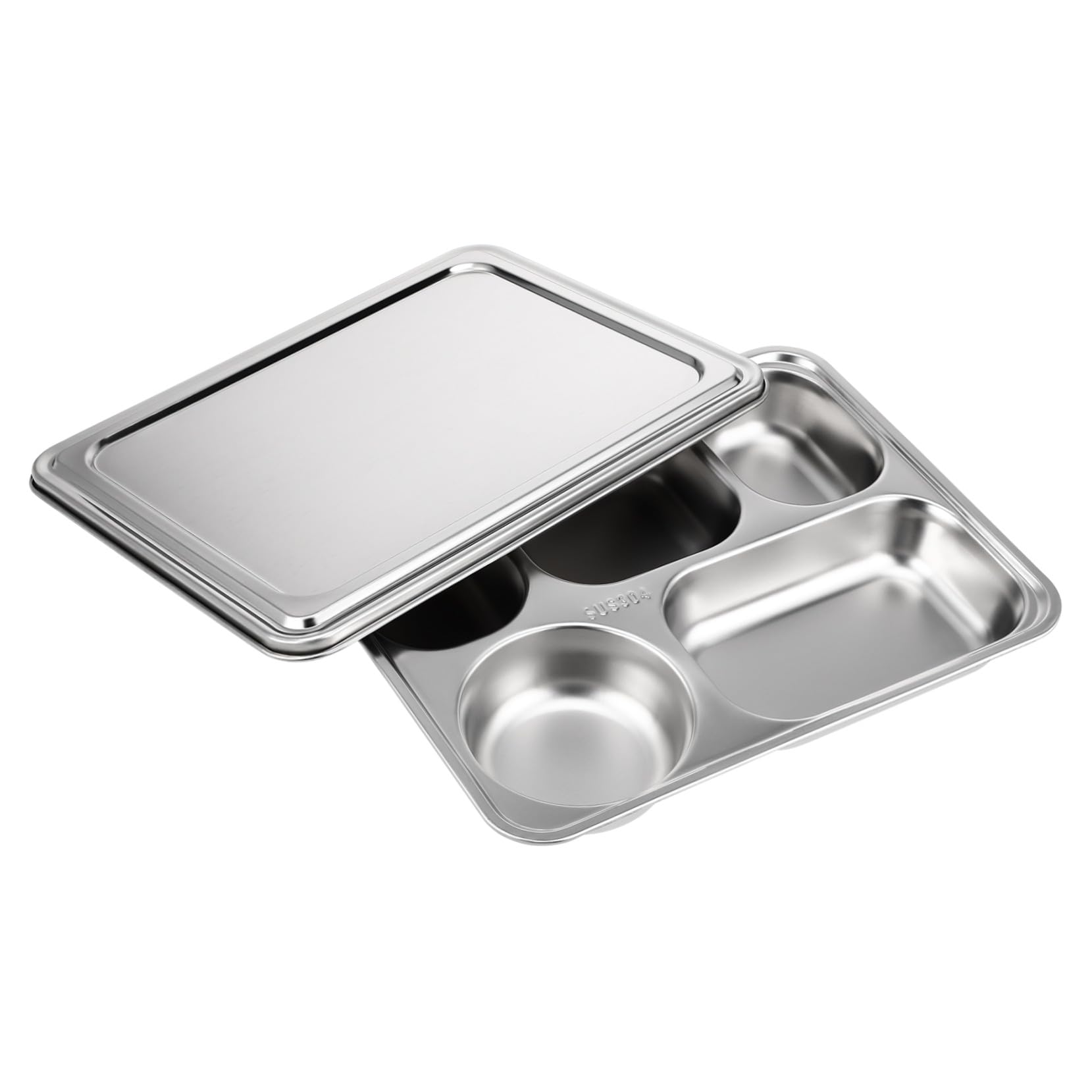 Assiette Compartimentée en Acier Inoxydable, Lot de 1 Set de Set