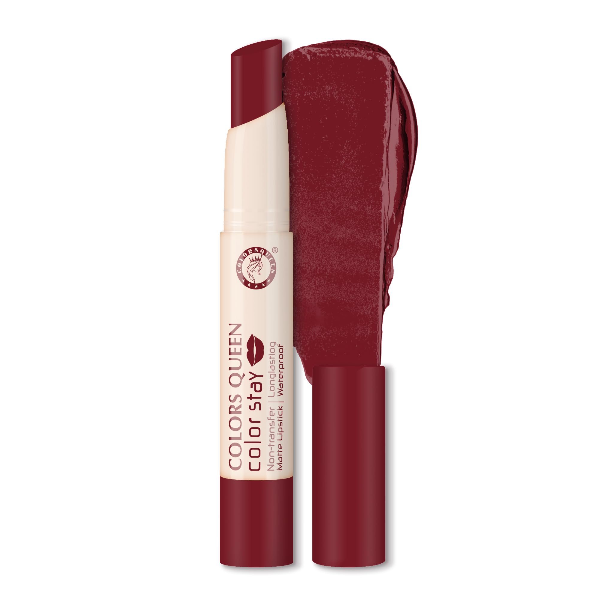 Colors Queen Color Stay Matte Lipstick | Highly Pigmented Ultra Matte Long Lasting Lipstick | One Stroke Application, Hydrating & Weightless Formula | Non Transfer Lipstick for Women (Bridal Maroon, 2.1g)