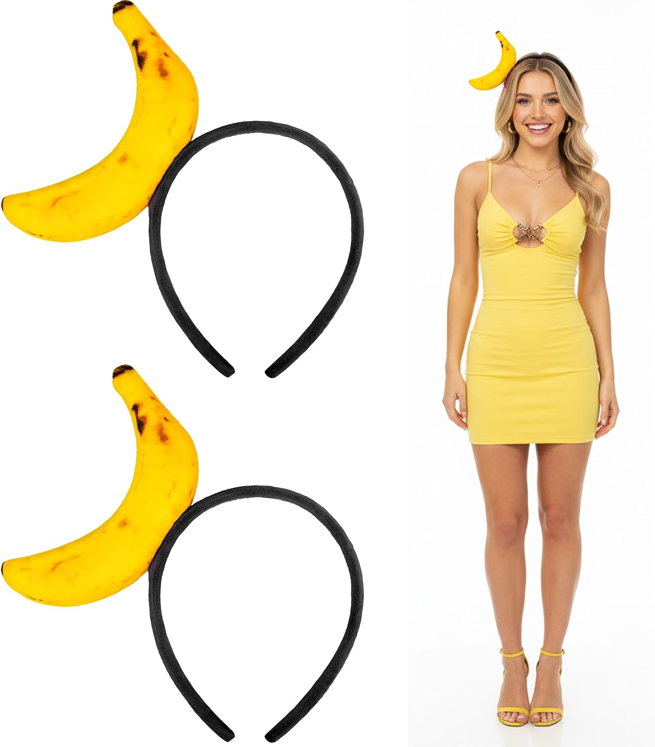2PCS Fruits Headband Halloween Costume for Men Women Adult, Funny Banana/Pickle/Chili Pepper Hat