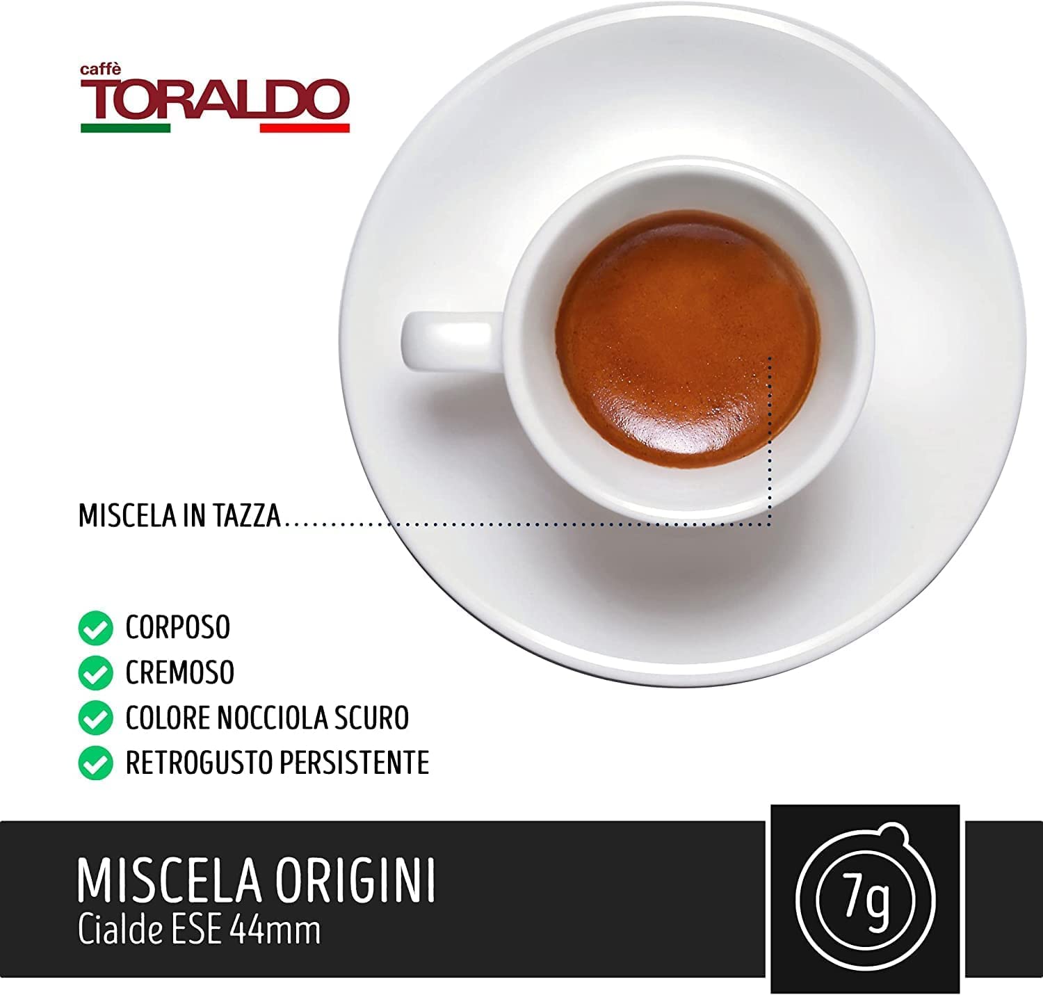 Toraldo - Pastillas de café Blend Origini ESE 44 mm (150 unidades)
