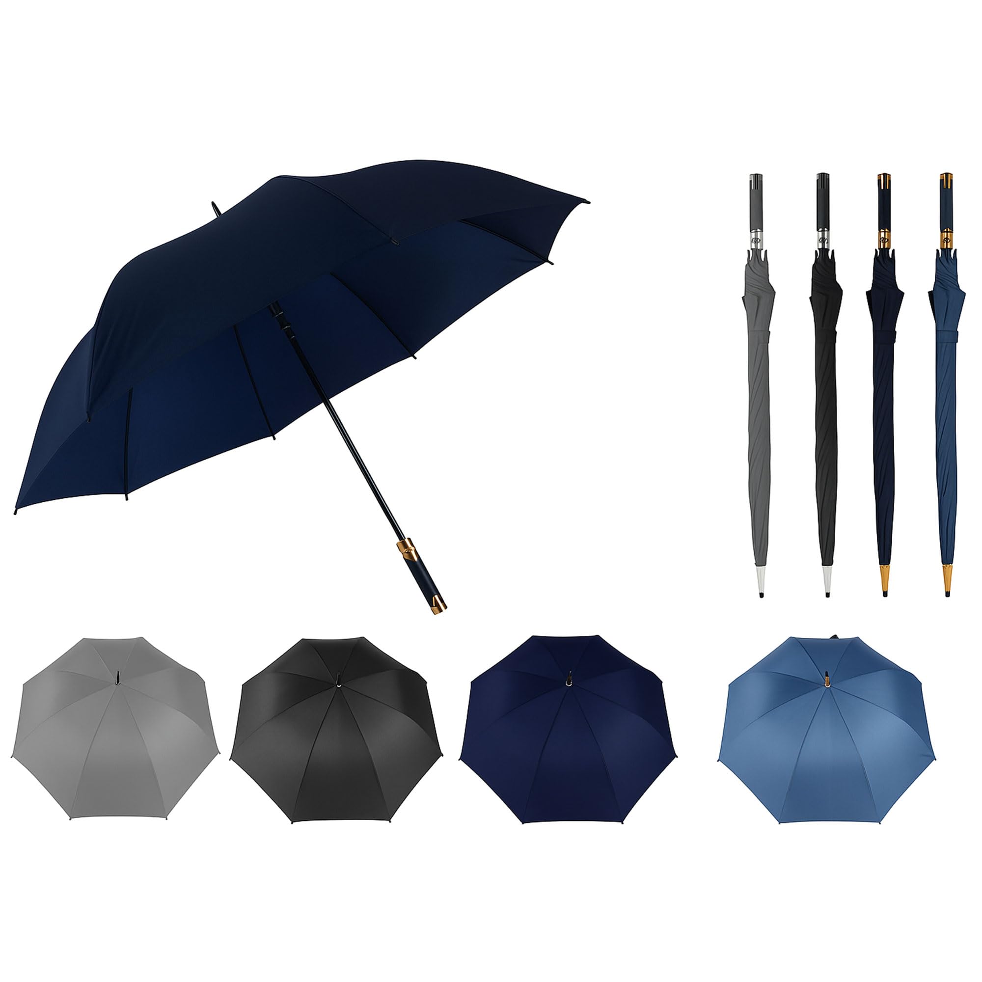 ANGIX Golf Umbrella 94cm, Windproof, Extra Large Oversized Umbrella with Straight Handle, Rainproof with UV Protection, Automatic Open, Wind Resistant Stick Umbrellas for Women & Men (Assorted Colors)