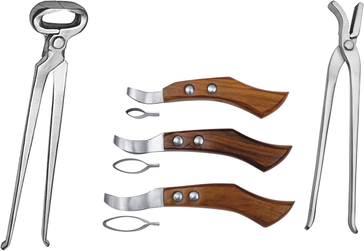 Hoof Nipper 15" with 12" Horse Shoe Nail Clincher & Farrier Loop Knives Hoof Knife Set – Professional Horse Hoof Trimming & Farrier Tools Kit for Horse Hoof Care