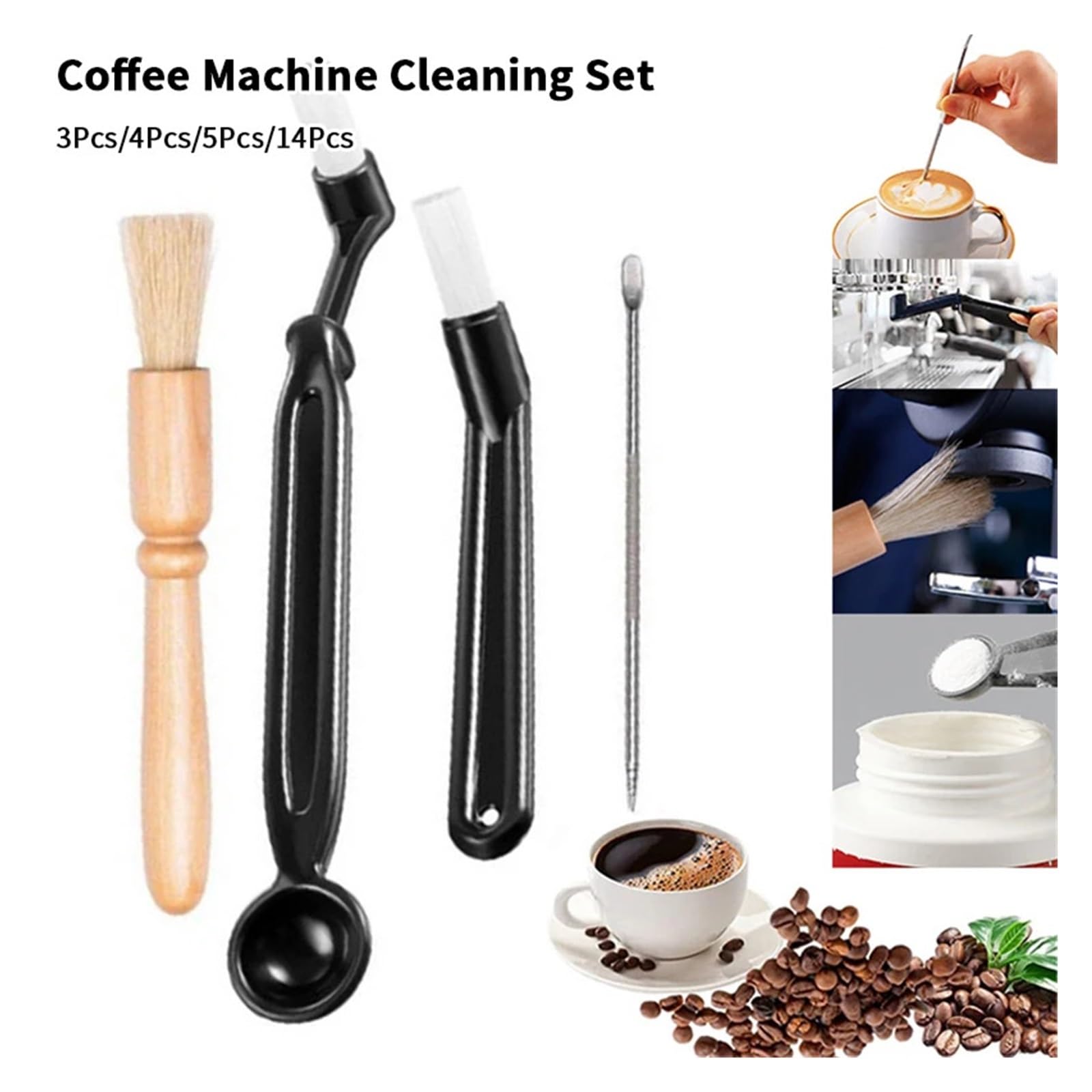 Kaffeemühle Reinigungsbürste Reinigungsset for Kaffeemaschinen | Kaffeemühlenbürste for Kaffeemaschinen-Brühgruppenkopf-Reinigungsbürste(14Pcs C)