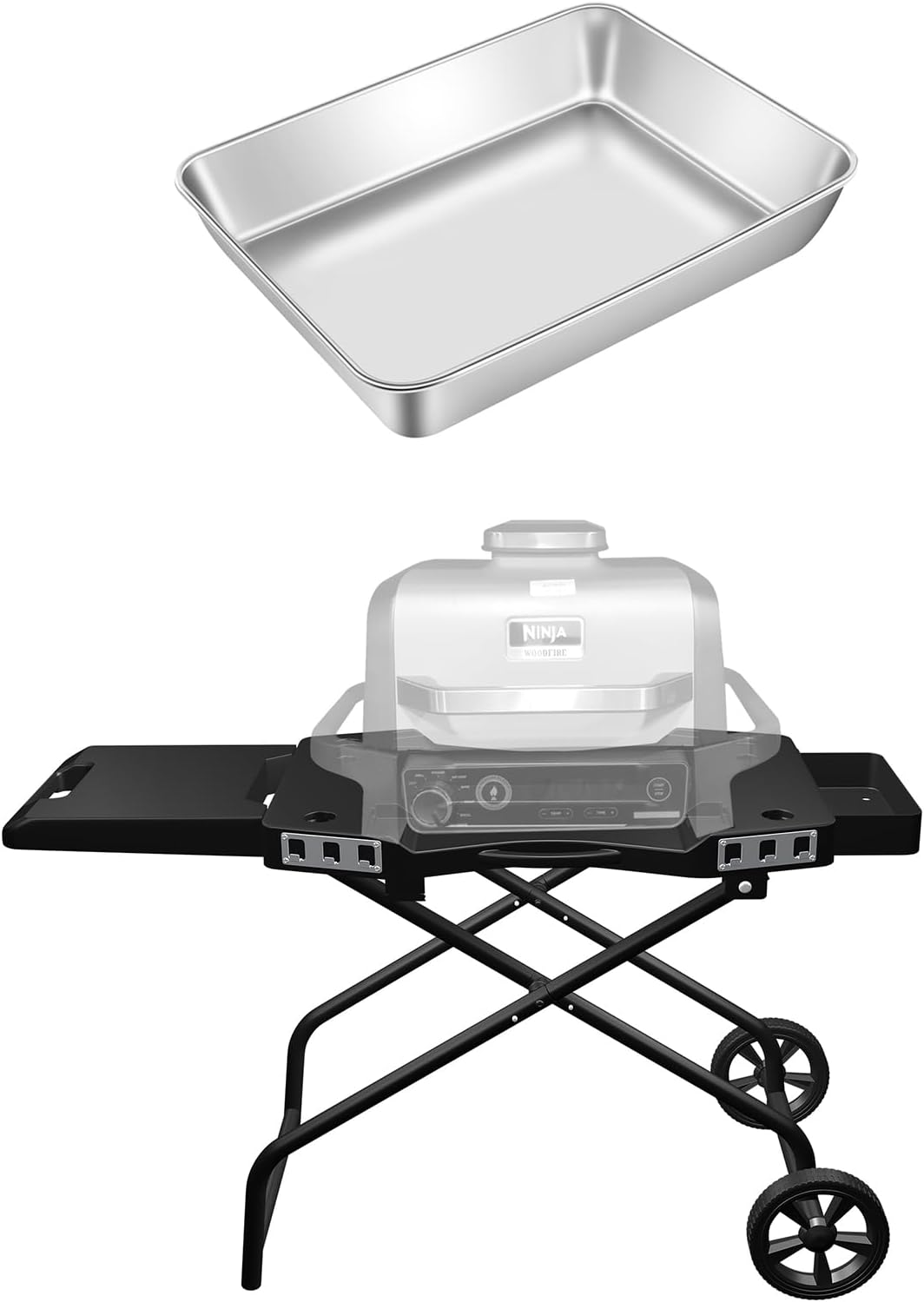 GRILL FORCE Grill Stand + Baking Sheet Set for Ninja Woodfire Grill,Collapsible