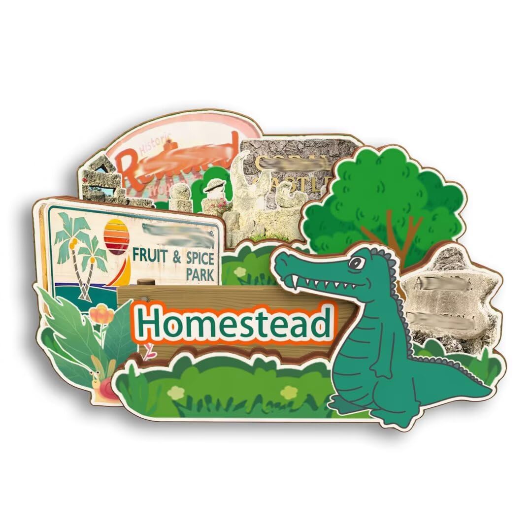 Tripsouv Wooden 3D Fridge Magnet of Homestead Florida USA Funny Refrigerator Sticker City Travel Souvenir Home Kitchen Decorative
