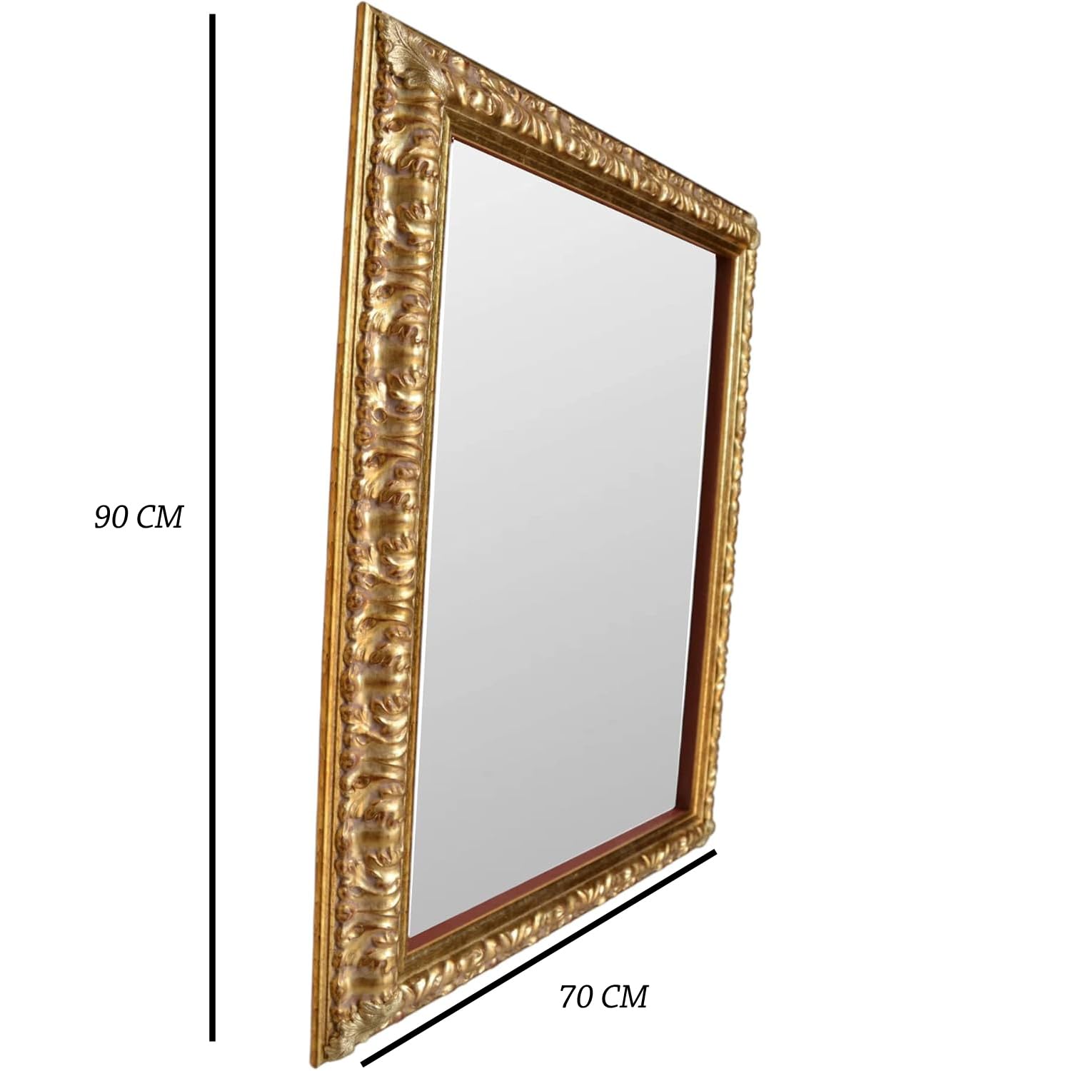 Specchio da parete Barocco su misura decorativo Rettangolare specchiera classica Casa e Ufficio, avorio e oro cracklè G131OC Dimensione interna Prezzo