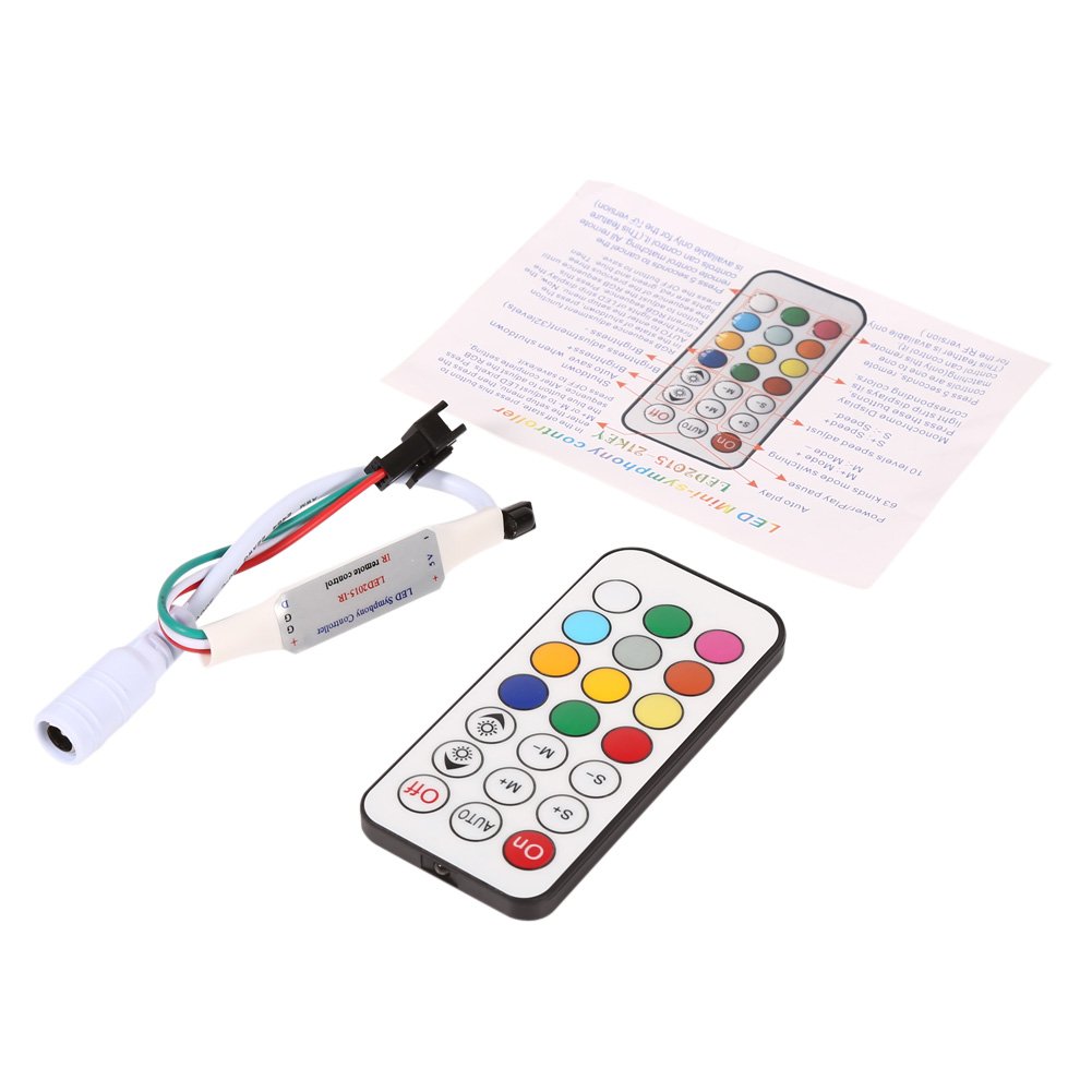 Contrôleur LED RVB Avec Télécommande - Pour Bandes WS2811/WS2812B 5-24V (12V) - Jusqu'à 1024 Pixels