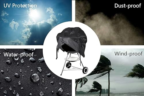 Miniatura 7 de Cubierta de parrilla de carbón para hervidor de agua 600D de 18 pulgadas Weber redonda, impermeable, resistente, cubierta de lona para barbacoa,