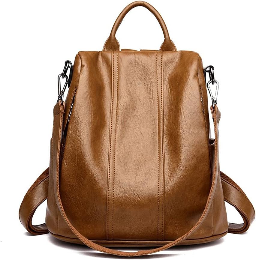 Oiilll バックパック 女性の防水盗難防止レザーバックパックバッグ、女性のショルダーバッグ、大容量の多機能旅行バックパック (C
