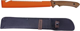 19" Heavy Duty Machete with Saw Orange, Professional Grade All-Purpose Machete for Cutting Trees, Yard Work, Land Clearing, Brush Clearing and Camping