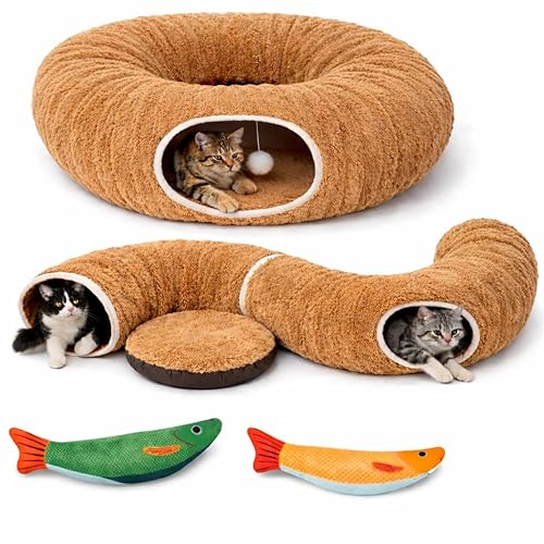 R1M Cat Tunnel Bed for Indoor Cats, Round Cat Donut