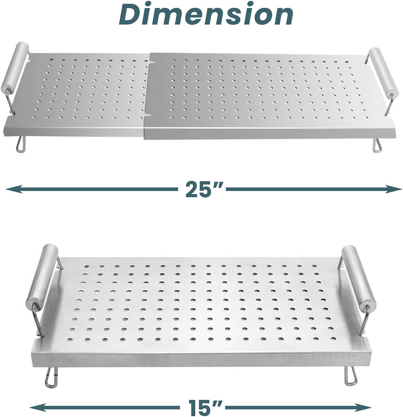 15" L to 25" L Grill Warming Rack for Blackstone Flat Top Griddle 17 22 28 36 Inch, Universal Adjustable Grill Rack for Blackstone for Charbroil and Most Tabletop Flat-top Griddle Grills Accessories